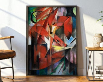 Rävväggkonst: Rävarna Modernistisk djurmålning av Franz Marc