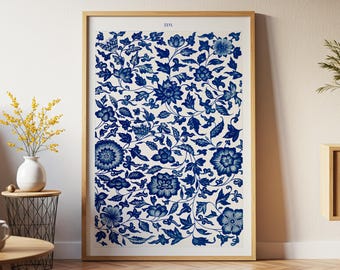 Blauw-witte Chinese bloemsierkunst: vintage botanisch decor