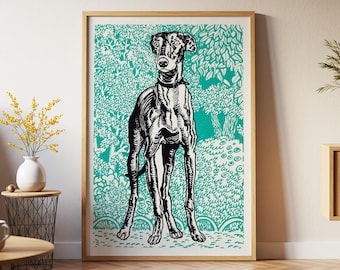 Greyhound Dog Wall Art: Vintage Art Nouveau Poster Print by Moriz Jung