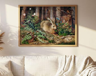 Hare Wall Art: Animal Print, Vintage Nature Poster