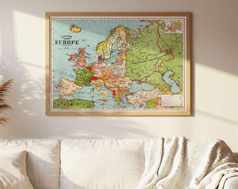 Vintage Map Of Europe Poster: Historical Antique Travel Wall Art, Bacon’s Standard Map