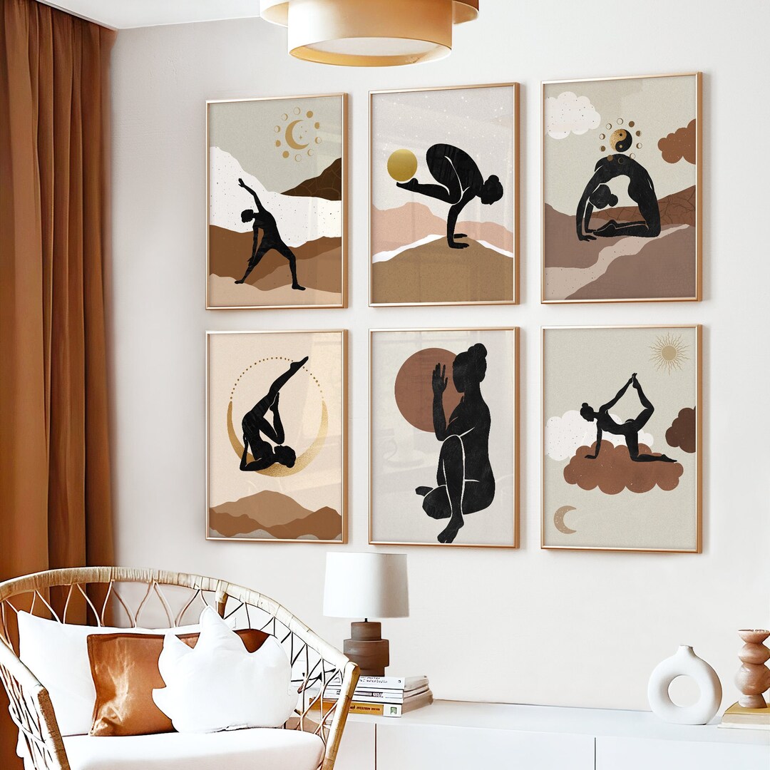 Abstract Yoga Poses, Mix and Match, Yoga Studio Wall Art, Boho Woman