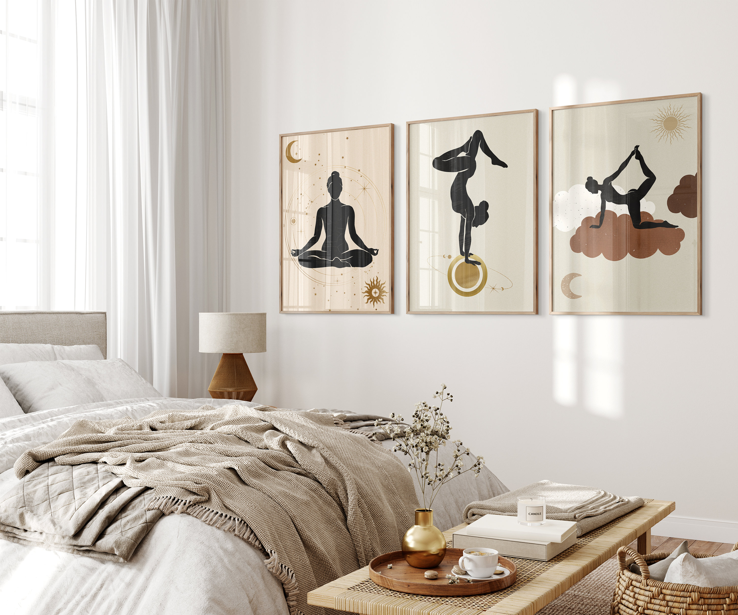 Abstract Yoga Poses, Mix and Match, Yoga Studio Wall Art, Boho Woman