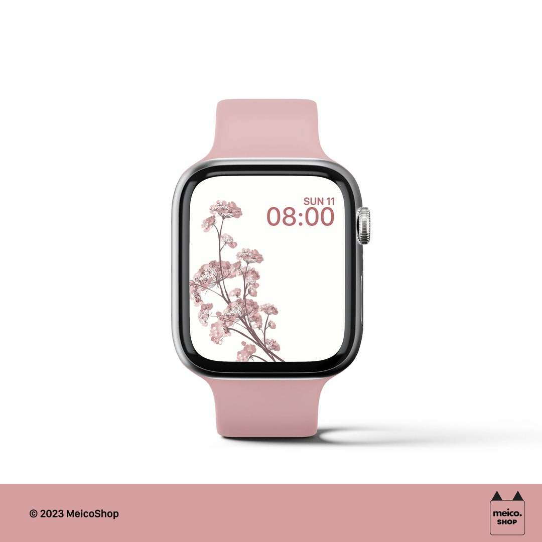 Pink Sakura Flower Apple Watch Wallpaper Floral Watch Face Etsy