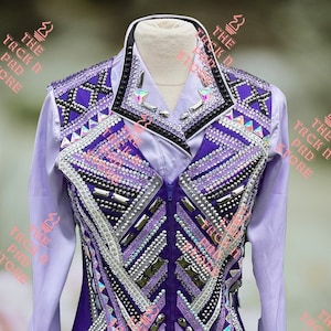 Western Women Show Vest with Matching Shirt handmade with 100% Glass Rhinestones