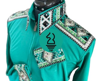 Camisa feminina de show ocidental com cobertor combinando