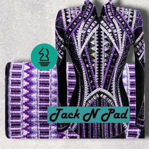 Western Rodeo Showmanship Jacket on Black Base & Purple Accents N Matching Blanket