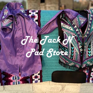 Youth Western Show Shirt & Bolero on Lavender Stretchable Taffeta Base, Light Teal Base Blanket for Kids (Custom Option Available)