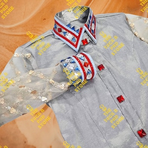 Ash Satin Based Sheer Sleeves Western Rail Shirt
