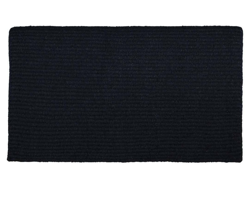 May include: A black braided rug with a woven texture.