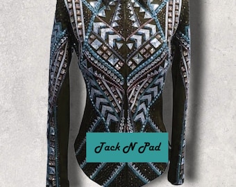 Black Base with Turquoise, Black and Silver Accent Showmanship Jacket