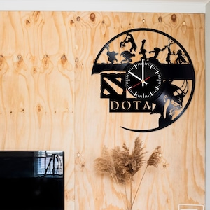 DOTA art design fan, Made from real vinyl record, Wall clock 12&quot;, Action Game  work clock, birthday gift idea for real gamers, new year gift