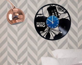 Doctor Who, Made from real vinyl record, Wall clock 12", TV Series art work clock, birthday gift idea for modern art lovers, home decoration