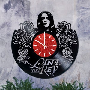 Orologio in vinile di Lana Del Rey, realizzato con veri dischi vintage da 12", arte della musica pop, decorazione da parete per la casa fatta a mano, regalo per fan di Lana Del Rey.