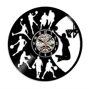 Basketbal vinyl record klok, cadeau idee voor sportliefhebbers, motivatie klok, wand decor voor kinderen speelkamer, gym, school klas, college kamer