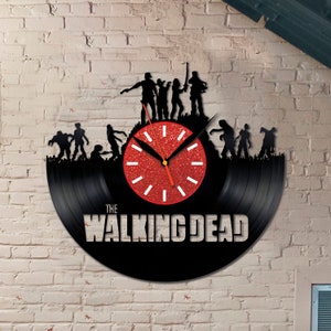 Walking Dead Movie Vinyl Record Clock, Vintage Wall Art, Anniversary Gift Idea for Men, Zombie Lover Gift, Wall clock 12&quot;, Fantasy movie