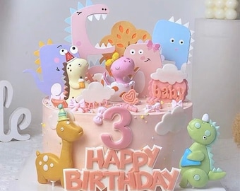 Cute Dinosaurs Birthday Cake Topper Decoration Set