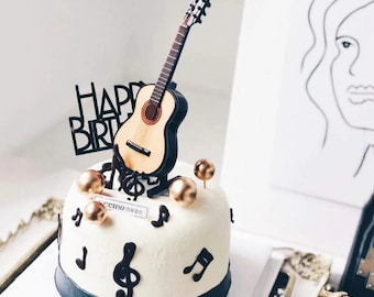 Cool Guitar and Music Cake Topper Plugin Decoration Set