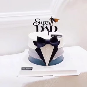 Bowtie and Super Dad Fathers' Day Dad Birthday Cake Plugin Topper Decoration Set