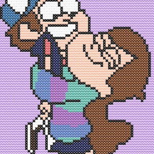Dipper y Mabel. Patrón de punto de cruz de Gravity Falls. Patrón en PDF.