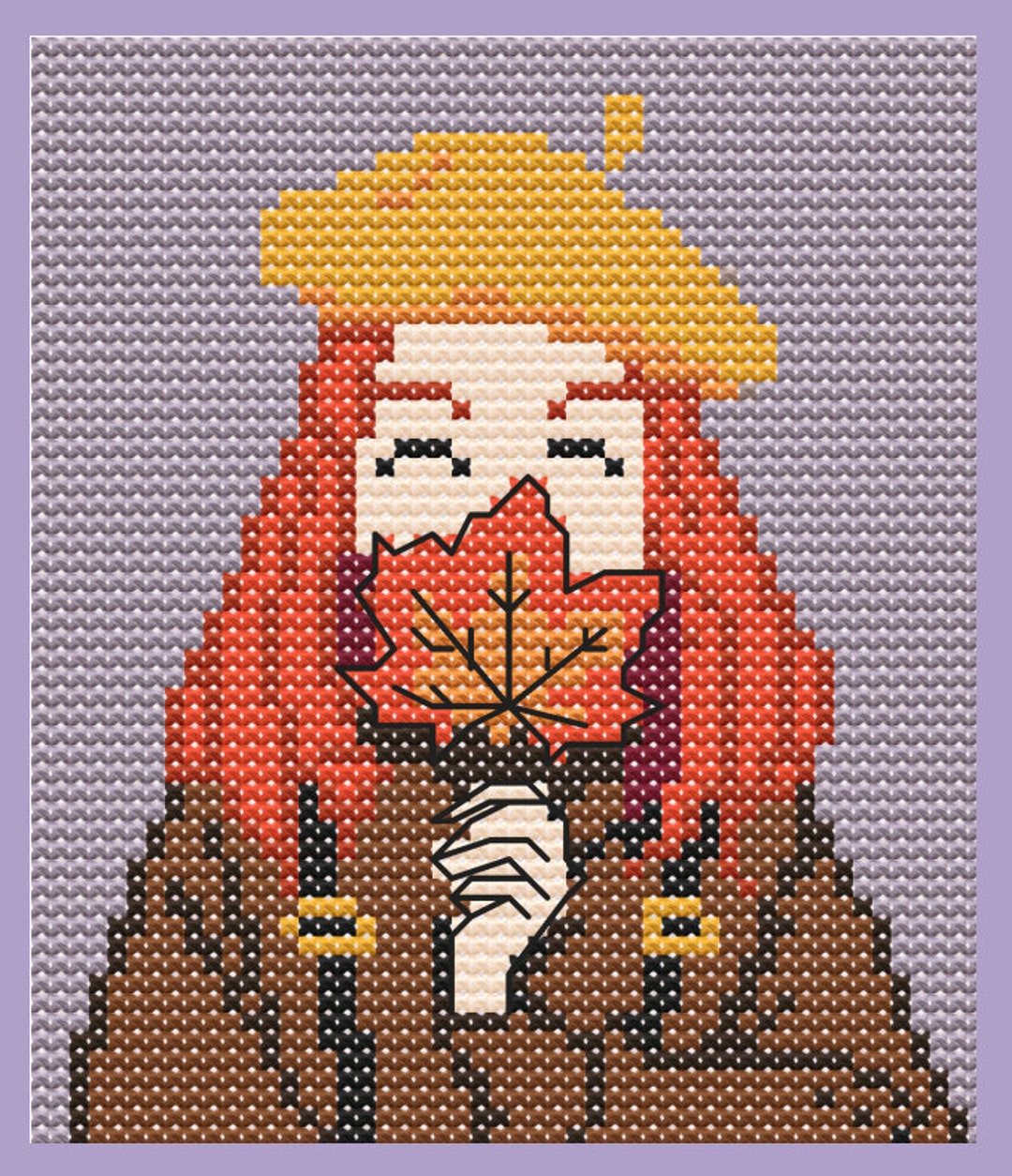 Autumn Girl Cross Stitch PDF Pattern. Cozy Autumn - Etsy