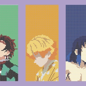 Anime embroidery cross stitch pattern. Bookmark.