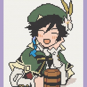 Puede incluir: Un personaje de dibujos animados sonriente con el pelo verde, que lleva un sombrero verde con una pluma, una chaqueta verde y sostiene un barril marrón.