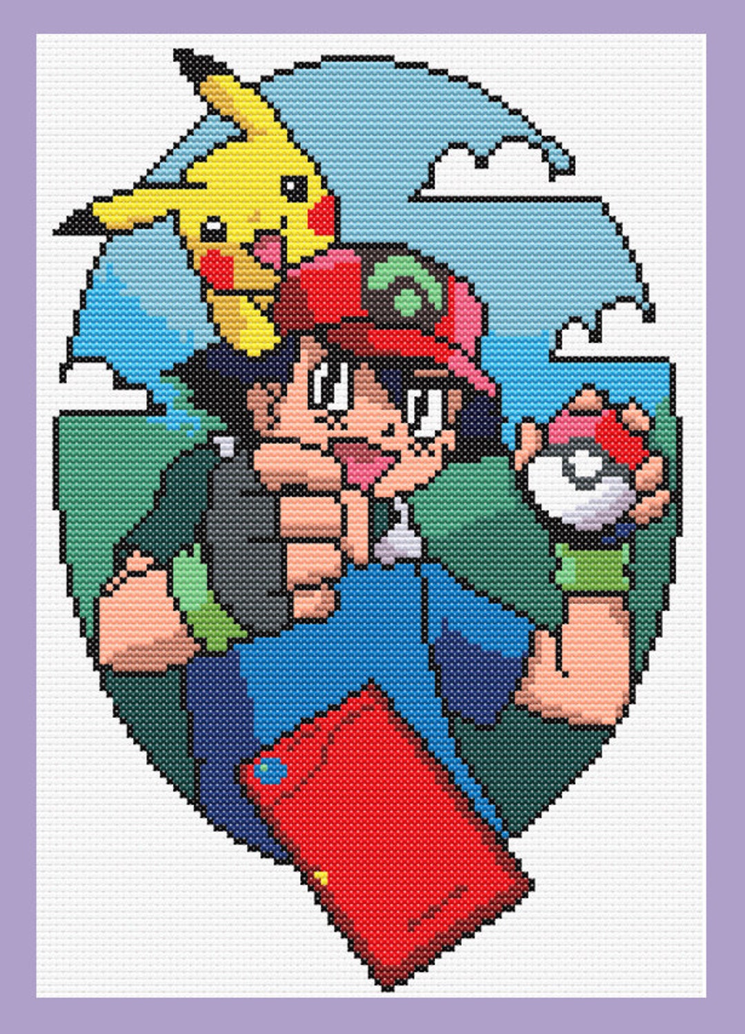 Ash Ketchum. Pokemon Cross Stitch Pattern. PDF Pattern Etsy