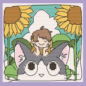 A boy on a cat. The anime. Cross Stitch Pattern. PDF Pattern