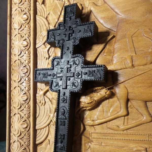 Bog Oak cross carved on antique wood. Christian gift, Religious gifts, gift for him, gift for mom, gift for dad, housewarming gift