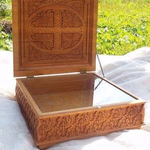 Reliquary box Orthodox Carved Wooden. Rare.