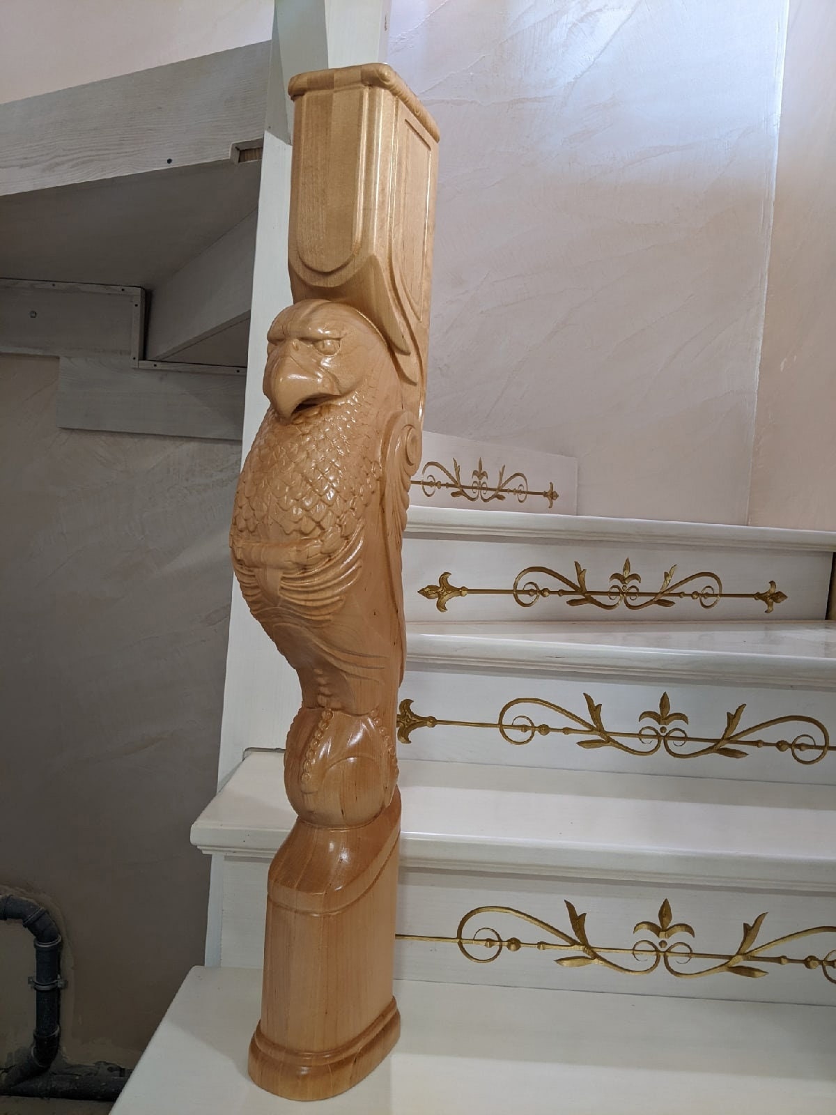 Eagle Statue Stair Finial Wooden Stairs Baluster Carved Etsy