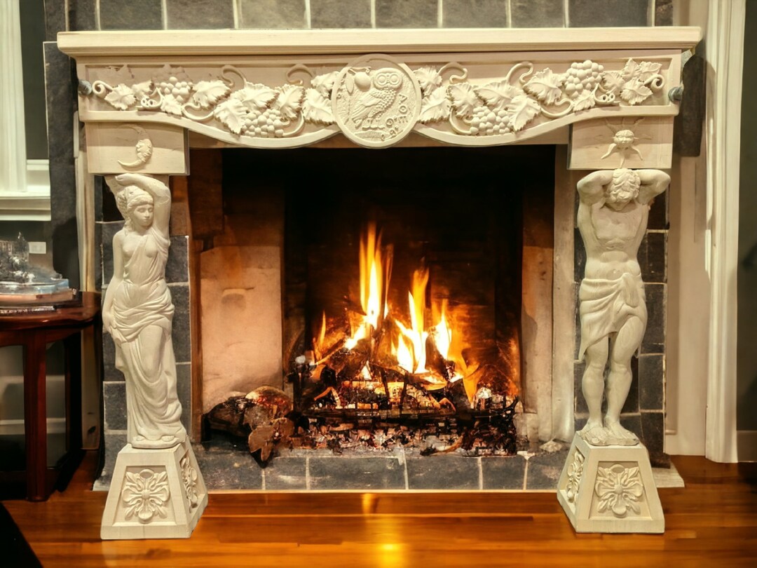 Fireplace Shelf, Wooden Mantelpiece, Fireplace Surround, Lion Interioor