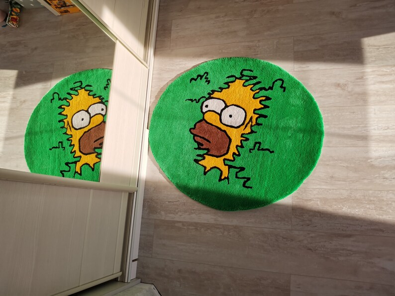 Homer Simpson in Bush Handmade Rug Personalized Area Rug Simpsons Floor ...