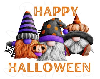 Happy Halloween Gnomes Digital Download, Halloween PNG, Happy Halloween Clipart, Halloween Sublimation, Halloween Cricut DIY Design, Gnomes