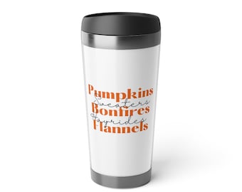 Fall Stainless Steel Travel Mug with Insert, Cute Fall Drinkware, Fall Mug