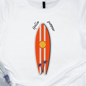 Hello Summer Surf digital t-shirt design, summer PNG, surfing clipart, summer sublimation