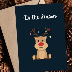 Reindeer Holiday Card Set Printable - Etsy