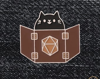 Dungeon Master Cat Enamel Pin Badge | Dungeons and Dragons | DnD Dungeon Master Gift
