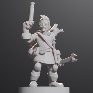 Gnome | Halfling Male Artificer Artillerist Tabletop Miniature for Dungeons and Dragons | Pathfinder | TTRPG