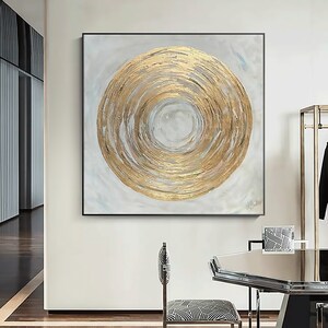 Extra Large Golden Circle Oil Painting on Canvas Abstract - Etsy