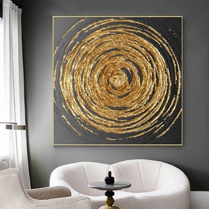 Minimalist Golden Circle Oil Painting on Canvas Abstract - Etsy