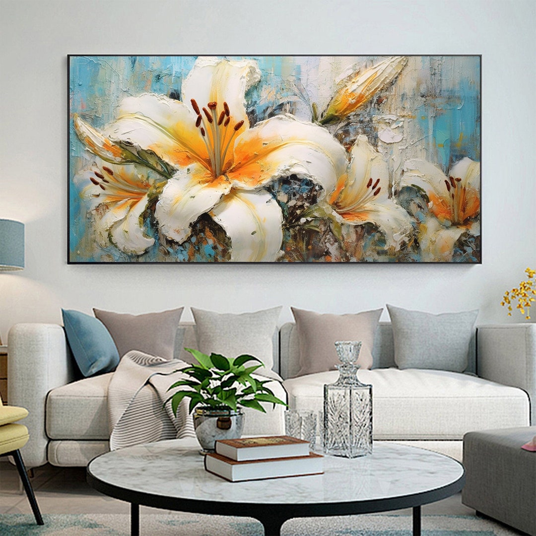 Abstract Lily Flower Oil Painting on Canvaslarge Wall - Etsy