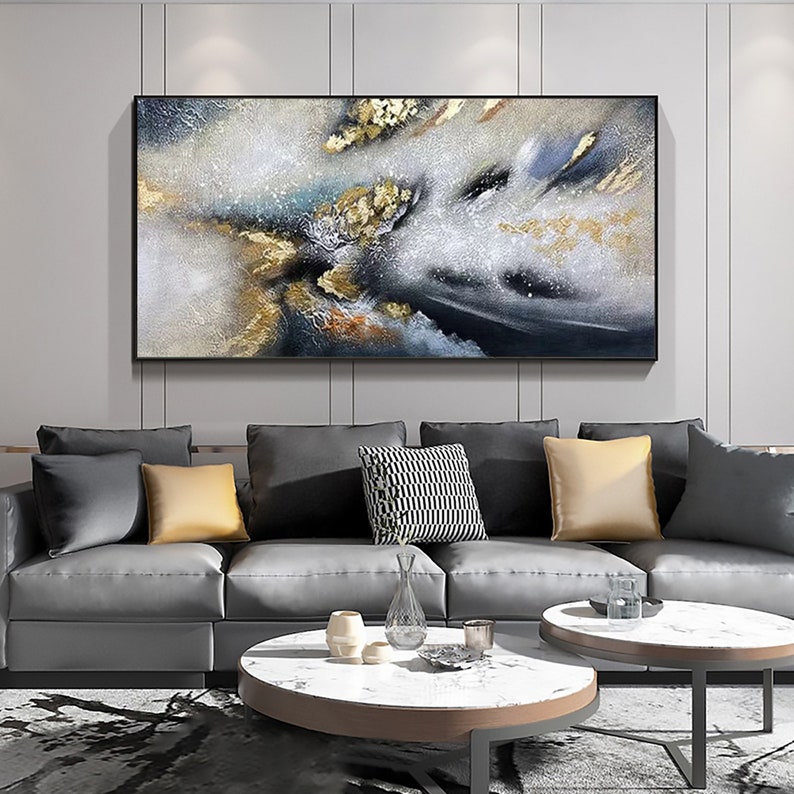 Original Abstract Gold Foil Oil Painting on Canvas Large Etsy