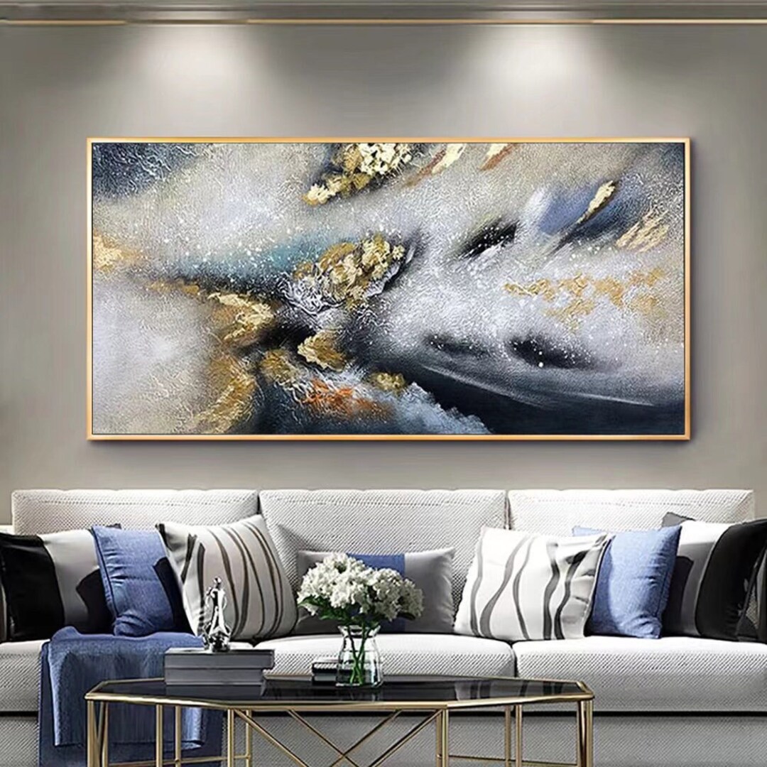 Original Abstract Gold Foil Oil Painting on Canvas Large Etsy