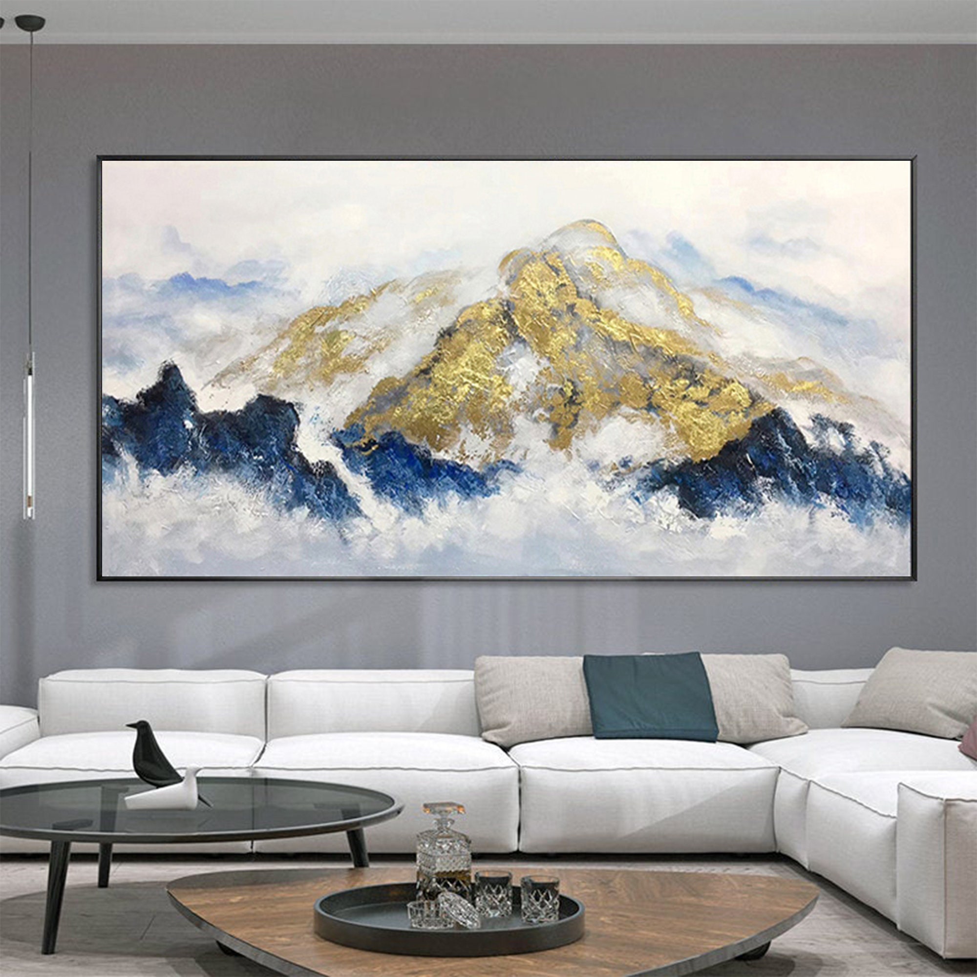 Large Gold Leaf Mountain Oil Painting on Canvas Original - Etsy
