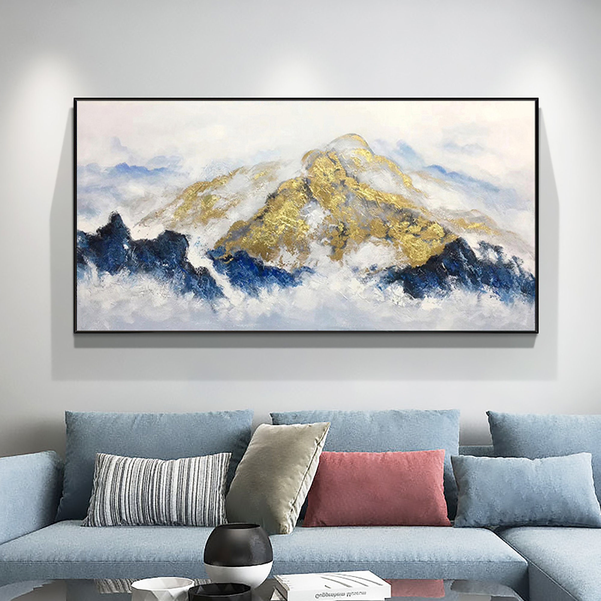 Large Gold Leaf Mountain Oil Painting on Canvas Original - Etsy