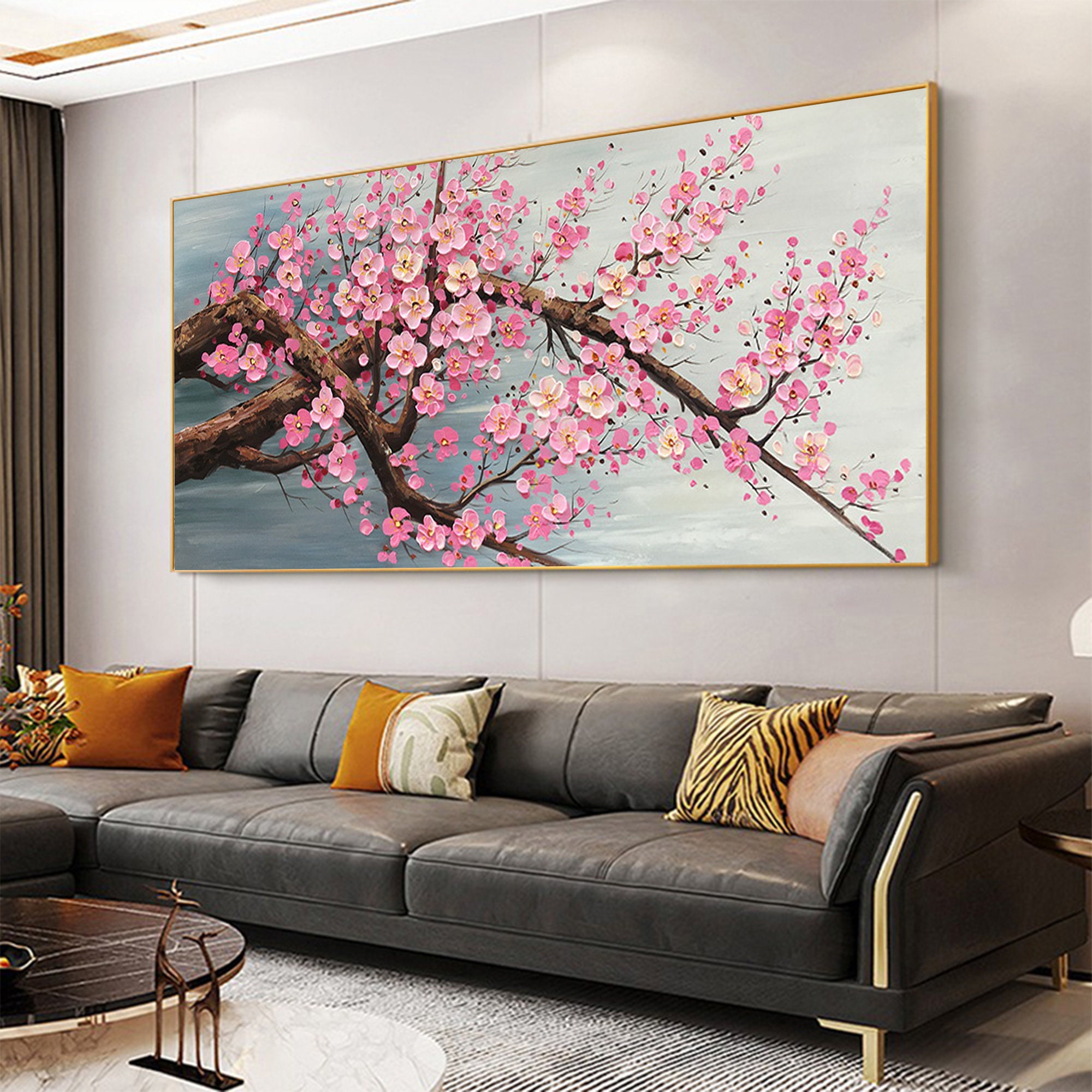 Pink Cherry Blossom Canvas Wall Art Painting Original - Etsy