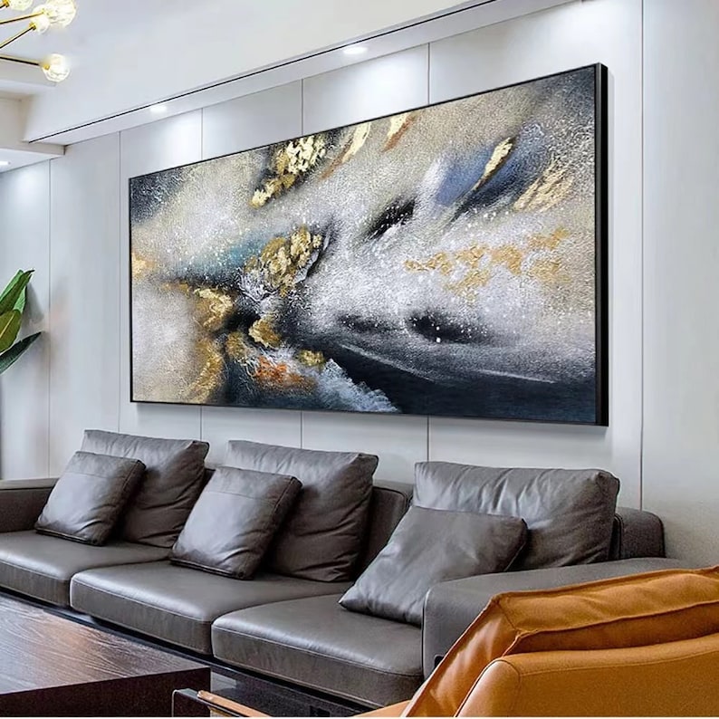Original Abstract Gold Foil Oil Painting on Canvas Large Etsy