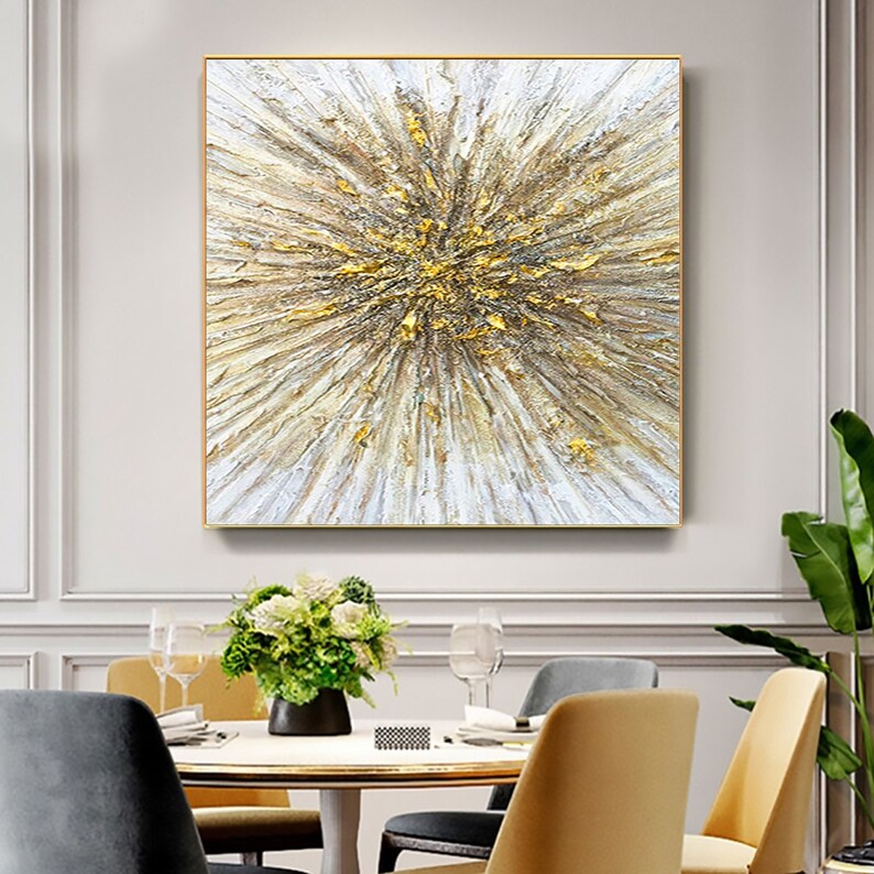Large Minimalist Gold Leaf Oil Painting on Canvas Abstract Etsy